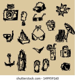 Summer drawing icons,vector