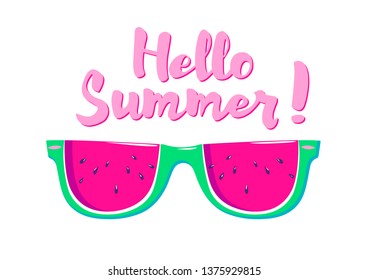 
Summer Drawing With Watermelon Glasses And The Lettering