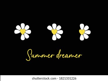 summer dreamer wit daisy hand drawn hand drawn design flower girl lettering design with bird positive quote flower design margarita 
mariposa
stationery,mug,t shirt,phone case fashion slogan 