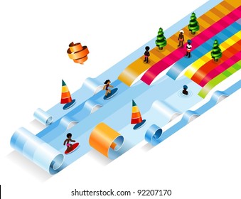 Summer Dreamland Beach. Clean Corner Vector Illustration