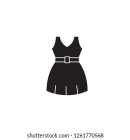 Summer dress black vector concept icon. Summer dress flat illustration, sign