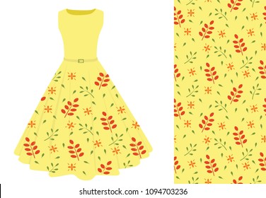 Summer dress leaf pattern. vector illustration