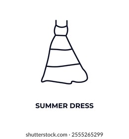 summer dress outline icon. Linear vector from fashion concept. Thin line summer dress icon isolated on white background