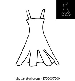 Summer dress, outline icon on a white background, isolated for posters, stickers, coloring.