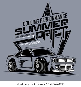 summer drift cooling performance, illustration of super extreme drift car