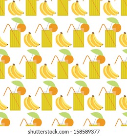 summer drink and banana seamless pattern