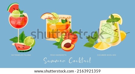 Image, Stock Photo Summer cocktail with lemon vodka, slice of lemon and wild mint leaves