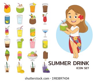 Summer Drink concept flat icons