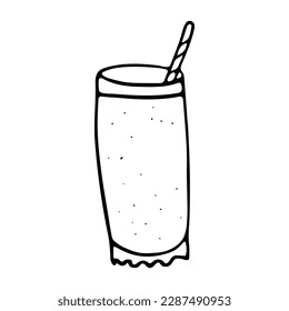 Summer drink in doodle style on isolated white background.Vector cocktail.