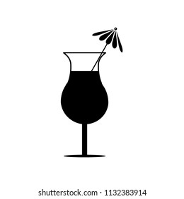 summer drink glass cocktail alcohol vector icon 