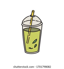 Summer drink isolated on the white background. Vector label, logo, design elements, fresh elements for hot weather in summer. Healthy drink, smoothie.