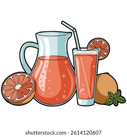 Summer drink isolated vector illustration on white background