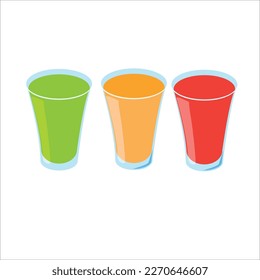 Summer drink set. Vector cartoon illustration of sweet mojito, different color limoncello and sangria with tube for drinking and ingredients.