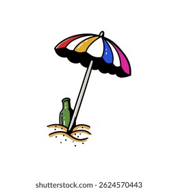 summer drink and umbrella hand drawing illustration