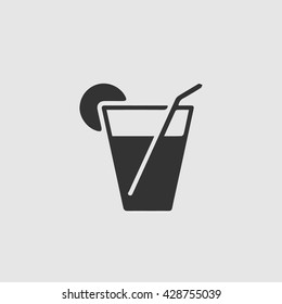 Summer drink vector icon. Drink with straw simple isolated vector symbol icon.