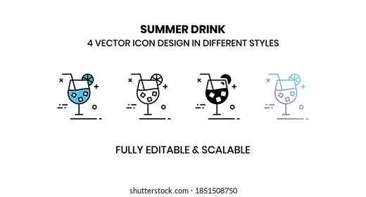 Summer Drink vector illustration icons in different styles