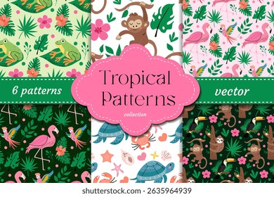 Summer drinks with fruits, ice and tropical vibes seamless pattern and poster for summer design, packaging, wall art, digital decor and printable party templates