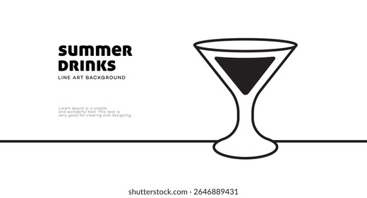 Summer Drinks Line Art Background Minimalist Glass Design