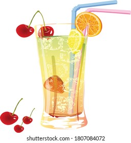 summer drinks non alcoholic and alcoholic cocktail on white background
