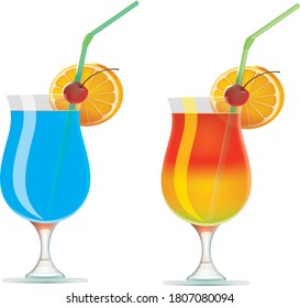 summer drinks non alcoholic cocktails on white background