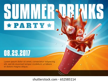 Summer Drinks Party - poster / flyer template