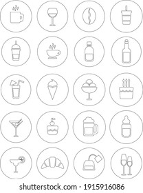 Summer drinks and sweets, illustration, vector on white background.