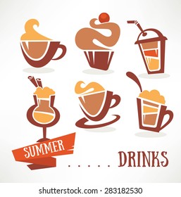 summer drinks vector collection