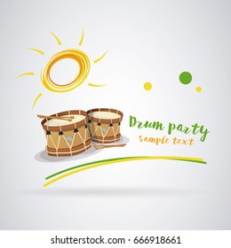 Summer drum logo: White background. Vector image