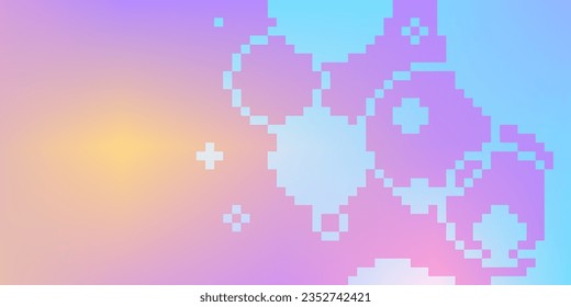 Summer Duo Tone Color Mesh Gradient background with Pixel Art Circle Cluster