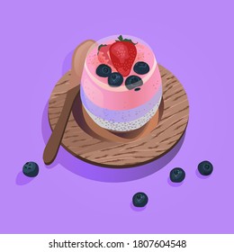 summer during Strawberry blueberry illustration