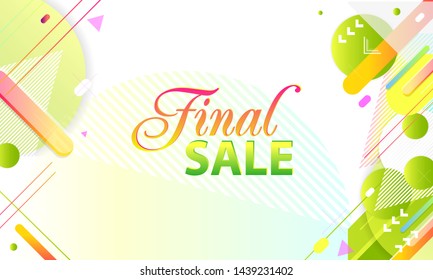 Summer ecology geometric white background green and yellow lines natural