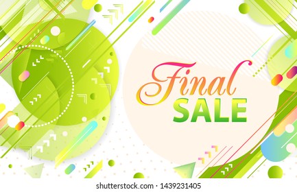 Summer ecology geometric white background green and yellow lines natural