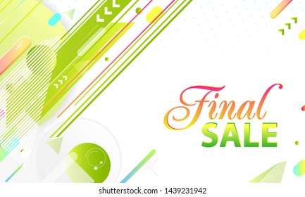 Summer ecology geometric white background green and yellow lines natural