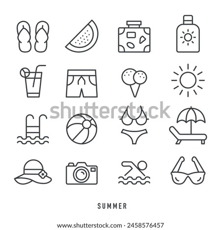 Summer Editable Contour Icon Set - Illustration