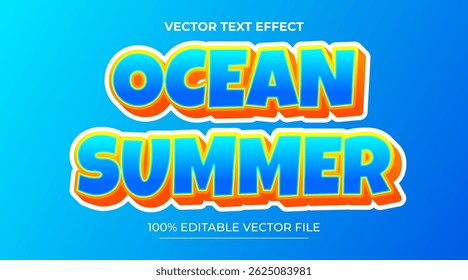Summer editable text effect 3d emboss Cartoon style Design