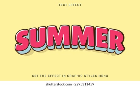 Summer editable text effect template in 3d style. Suitable for brand or business logos