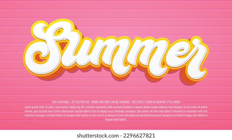 Summer editable text effect template with 3d style use for logo and business brand