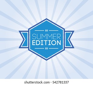 summer edition poster. promotion banner, badge, label, ribbon. vector illustration