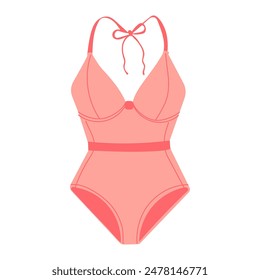 Summer Elegance: Pastel Pink One-Piece Swimsuit Illustration