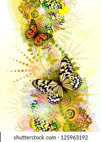 Summer elegant abstraction with butterflies. vector