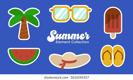 Summer element collection set. Summer clip art illustration set