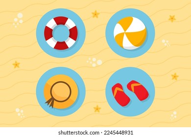 Summer element collections in flat illustrations simple and elegant vector design
