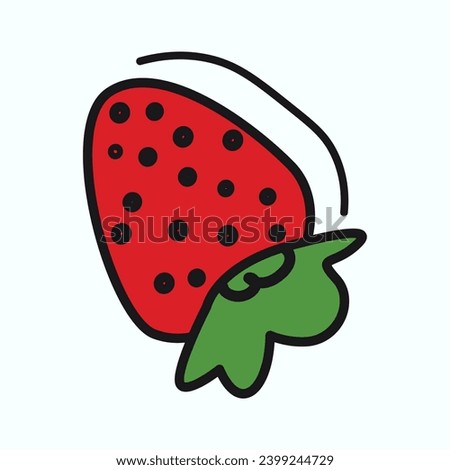 Summer element of colorful set. An enticing summer-themed artwork with a burst of color showcase vibrant strawberry outlined in a playful and inviting style. Vector illustration.