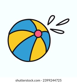 Summer element of colorful set. An illustration with a summer theme burst with colorful designs, showcasing whimsical ball for beach games outlined in an inviting manner. Vector illustration.