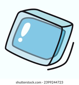 Summer element of colorful set. A summer-themed, colorful illustration with a playful design feature outlined ice cubes that add a refreshing touch to the artwork. Vector illustration.