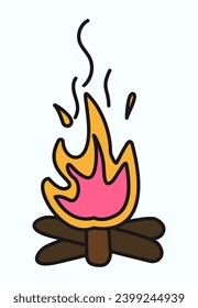 Summer element of colorful set. An unique summer-themed illustration feature a colorful, outlined fireplace design, adding a touch of warmth and coziness to the season. Vector illustration.