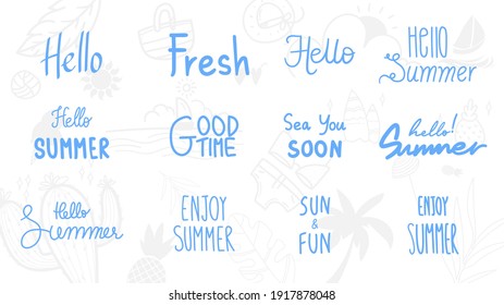 Sommer- und Elementhandschrift einzeln auf weißem Hintergrund. Vektorgrafik EPS10