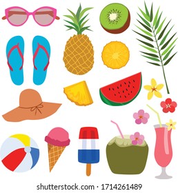 summer element holiday design set object vector download