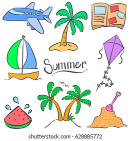 Summer element holiday doodle style