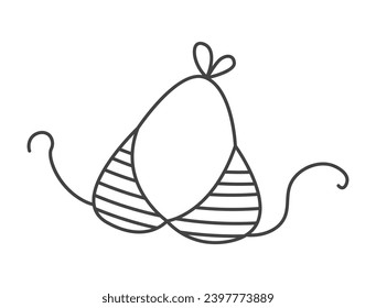 Summer element of set in black line design. Perfect summer look with a stylish black-outlined swimming suit, ideal for sunny-themed designs. Vector illustration.